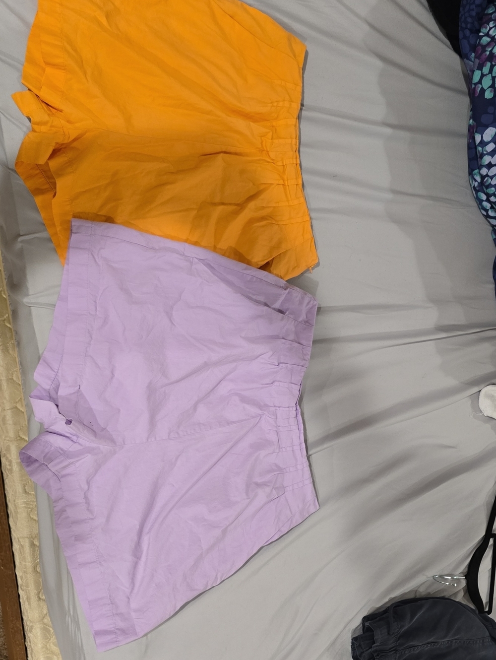 High-Waist Lavender and Orange Colorblock Shorts 2 Pairs